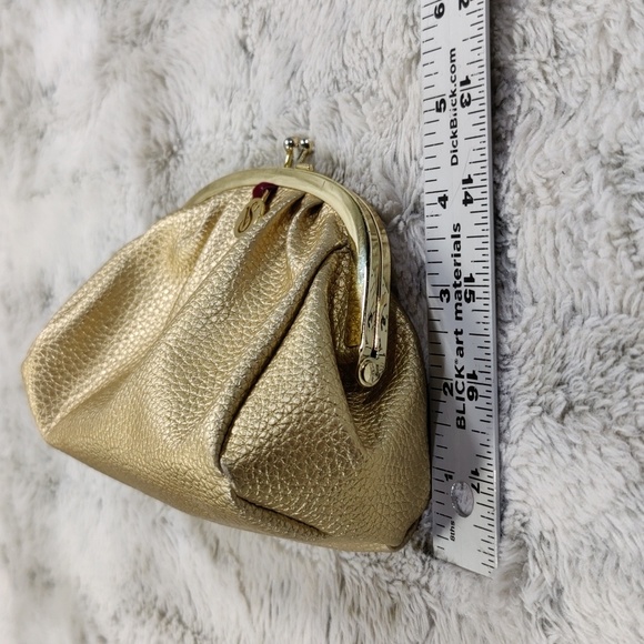 Victoria Secret Leather Metallic Gold Kisslock Mini Purse Wallet - Picture 8 of 9